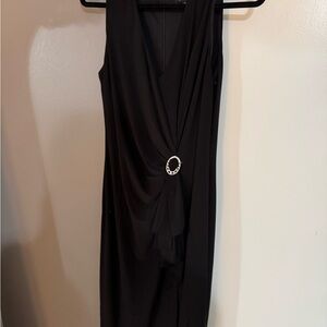 Betsy & Adam Black Asymmetrical Sheath Dress